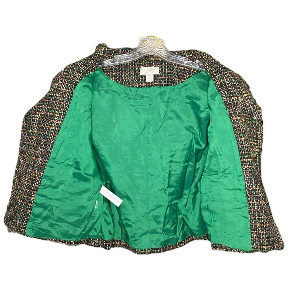 ANN TAYLOR LOFT | Women’s Wool Blend Cropped Tweed Blazer Green Brown Size 8 - Picture 8 of 11